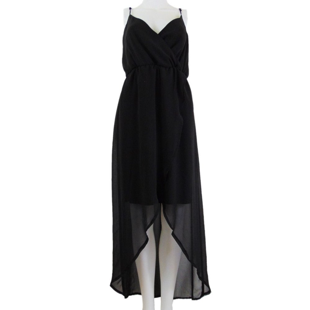 Reitmans Black Semi Sheer Hi Lo Maxi Dress